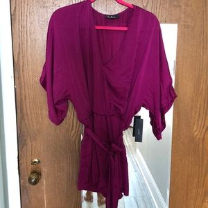 Purple satin romper